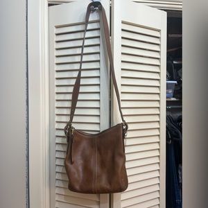 Brown leather coach shoulder bag